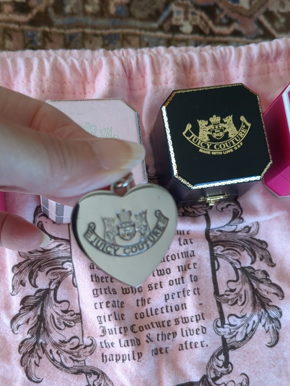 Juicy Couture Silver Heart Scottie Dogs Crest Pendant